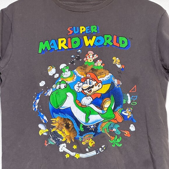 Super Mario World Retro Video Game Bowser Graphic T Shirt Men S Grey Indie - Picture 8 of 8